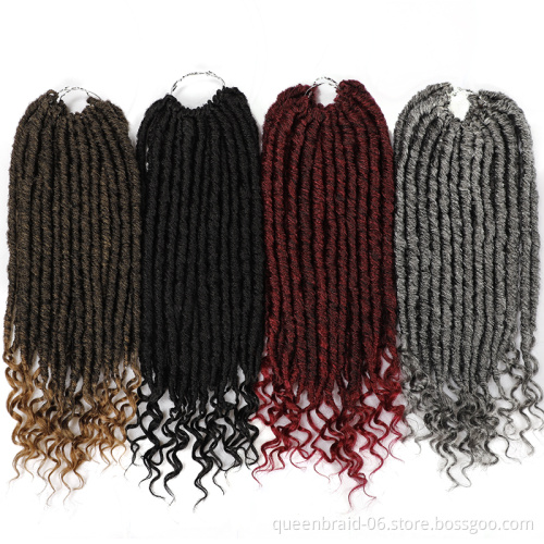 Natural Soft Crochet Braids Synthetic Braiding Hair Extension Faux Locs Crochet Twist Hair With Curly Ends Straight Goddess Locs